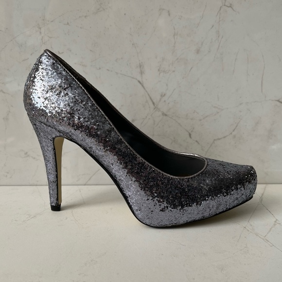 Silver Glitter Platform Heels by Cato - Picture 3 of 5